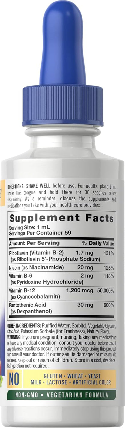 Carlyle Vitamin B Complex Sublingual | 60 ml | Liquid Drops | with B12 | Berry Flavour | Vegetarian, Non-GMO & Gluten-free Supplement