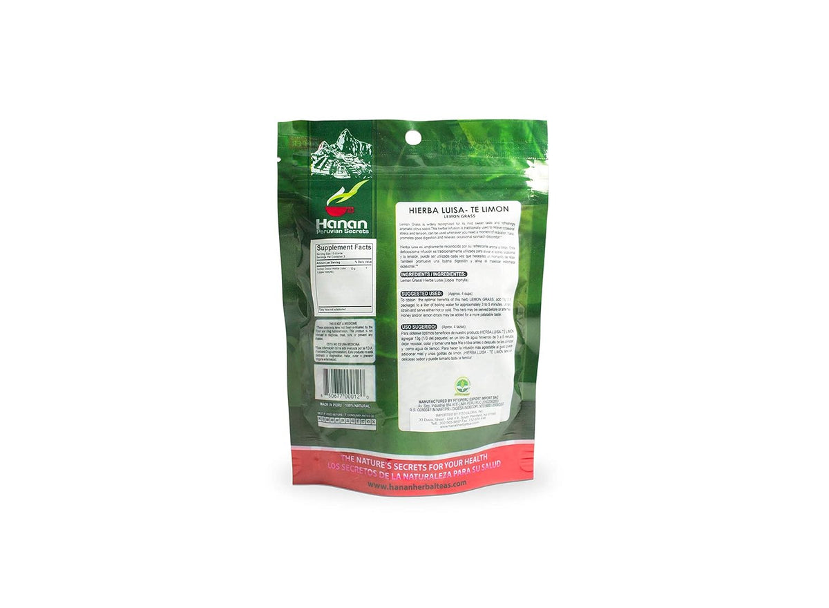 Hanan Peruvian Secrets Hierba Luisa Te Limon | 100% Natural Lemon Grass | 1.41oz / 40g | Traditionally Aids in Relieving Occasional Stress, Tension | Promotes Healthy Sleep and Digestion - 6 Pack - görsel 3