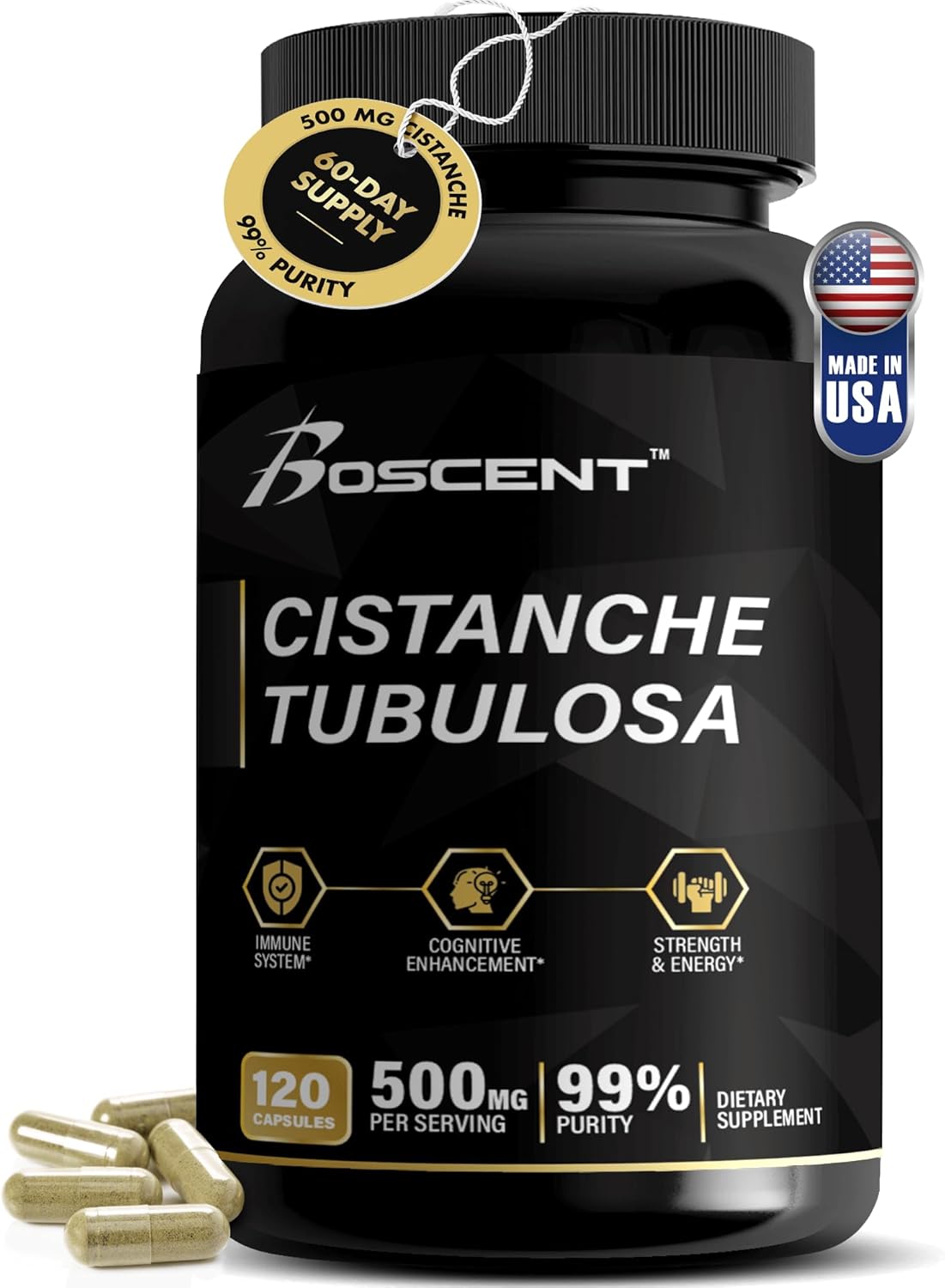 Cistanche Tubulosa Extract 500mg (120 Capsules) – Standardised 50% Echinacosides, 10% Acteosides - görsel 1