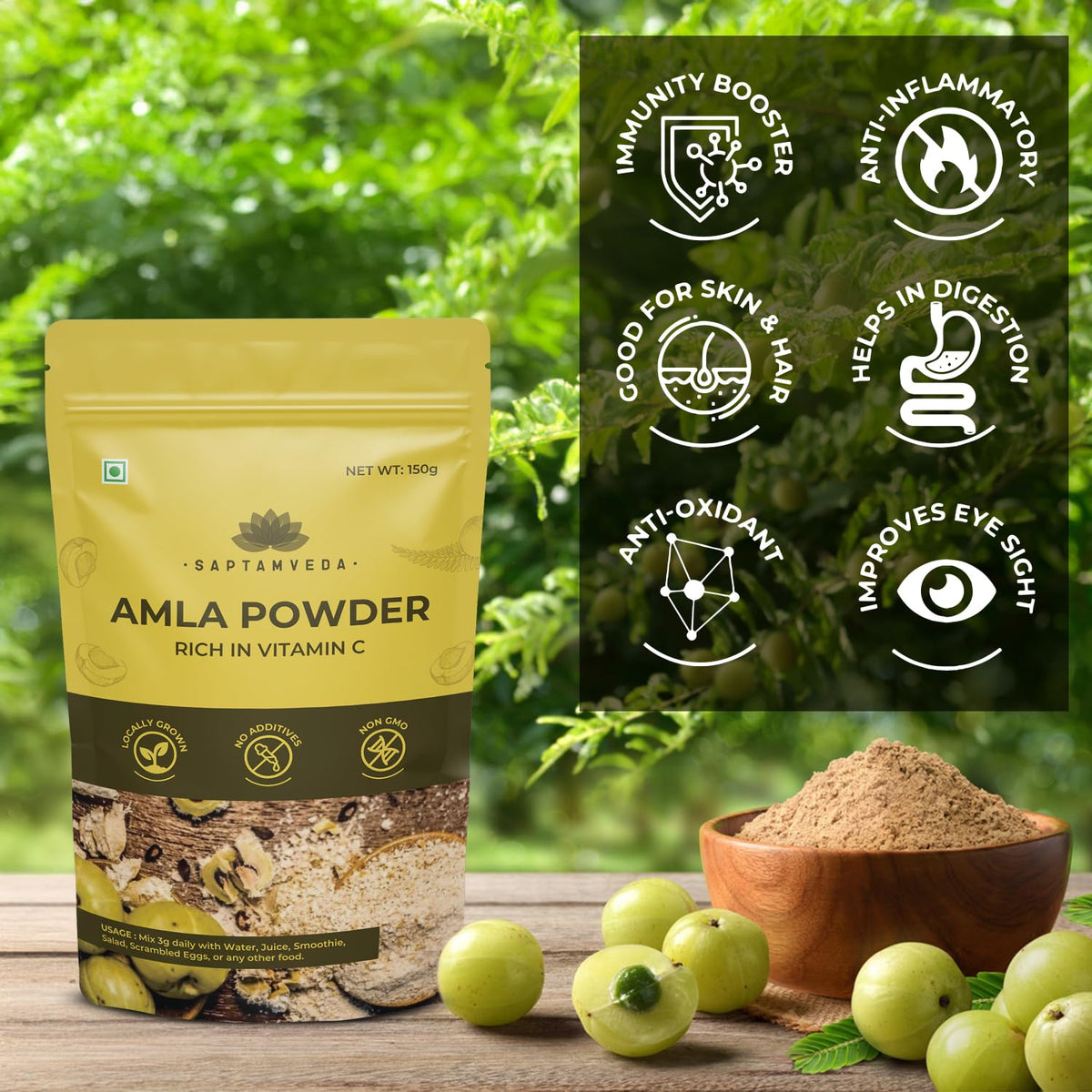 SAPTAMVEDA Amla Indian Gooseberry Powder (150g) - görsel 4