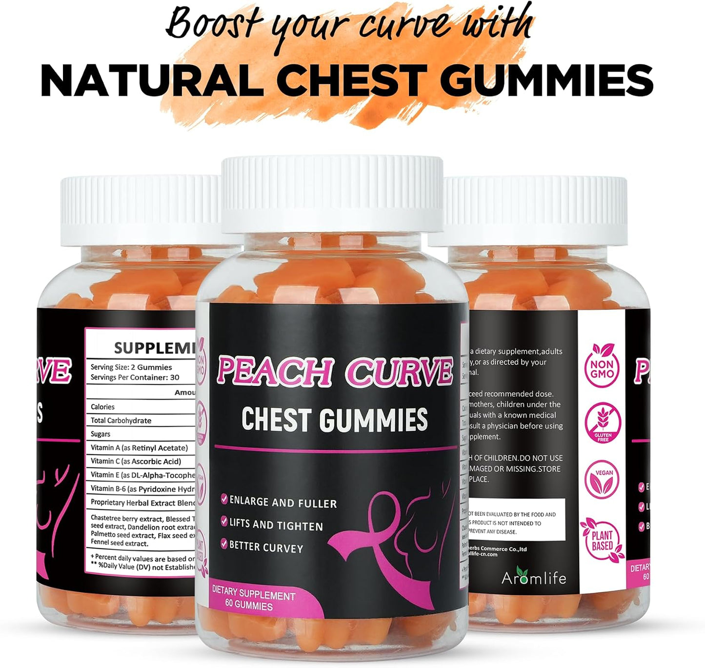 Aromlife Chest Gummies – Herbal Gummy with Vitamins A, C, E, B6, Peach Flavour, 60 Count - görsel 6