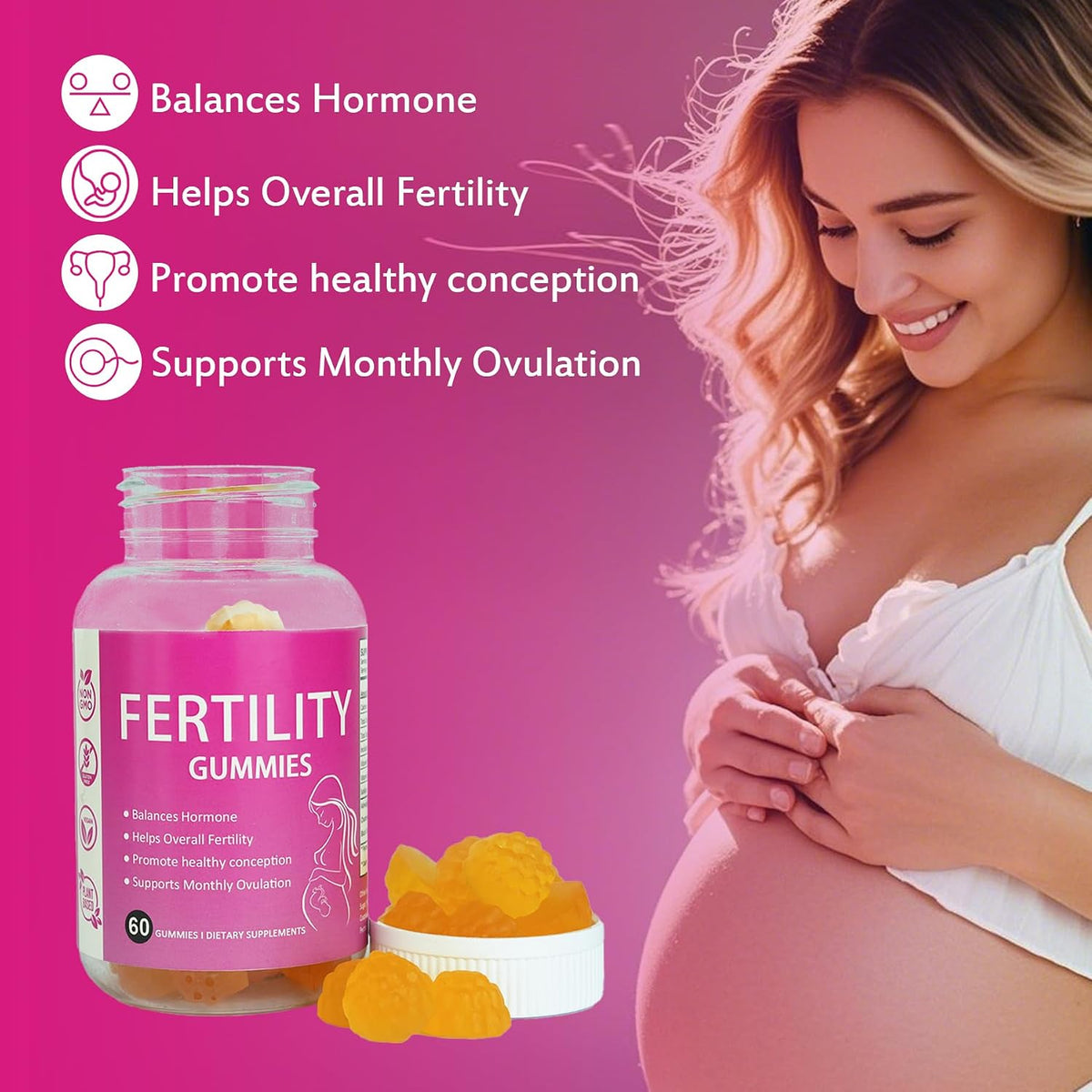 Laicuherb Fertility Support Gummies for Women – with Myo-Inositol & Pantothenic Acid, 60 Gummies - görsel 3