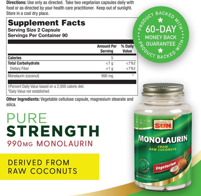 Monolaurin 990 mg (90 Vegetable Capsules)