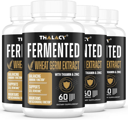 Spermidine Wheat Germ Extract Capsules – 13mg Spermidine, 1300mg Potent Formula with Zinc and Vitamin B1 for Healthy Ageing and Immune Support (4 Pack)
