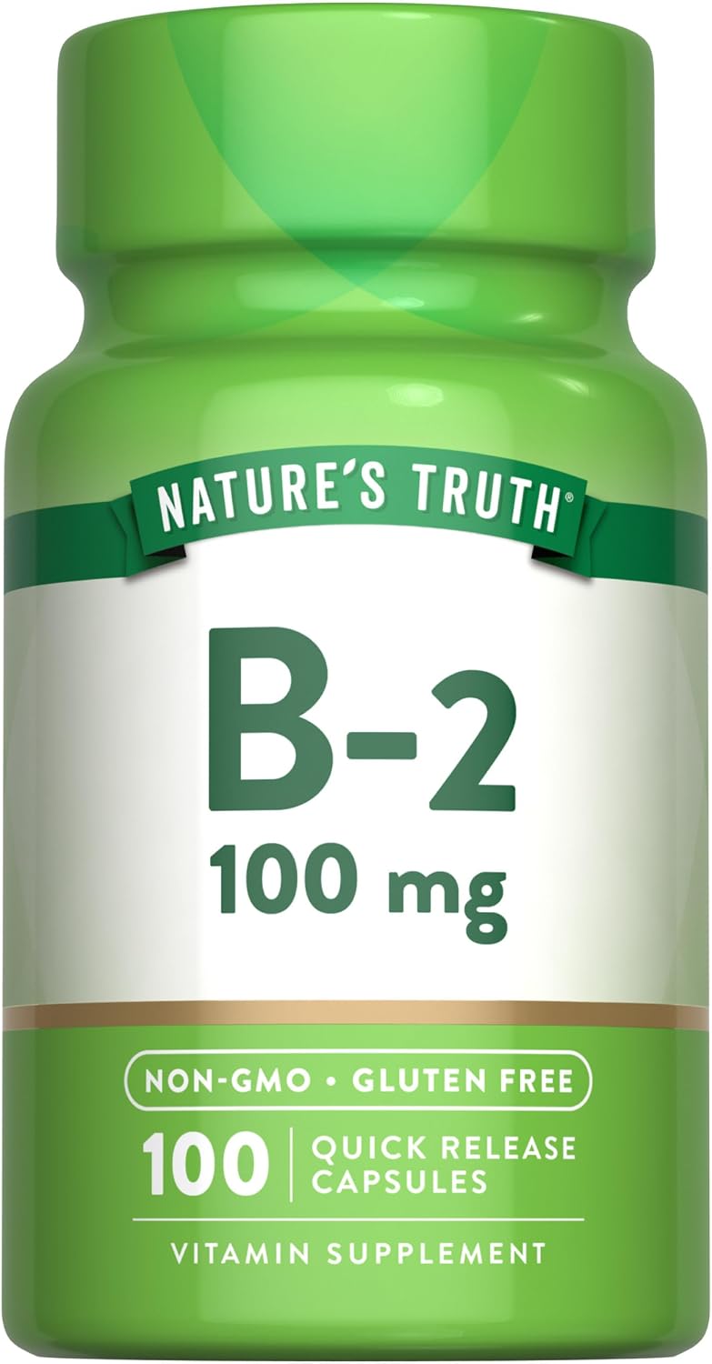 Nature's Truth B2 Vitamin | 100mg | 100 Capsules | Non-GMO & Gluten-free Supplement | Riboflavin - görsel 1