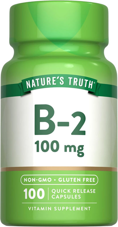 Nature's Truth B2 Vitamin | 100mg | 100 Capsules | Non-GMO & Gluten-free Supplement | Riboflavin