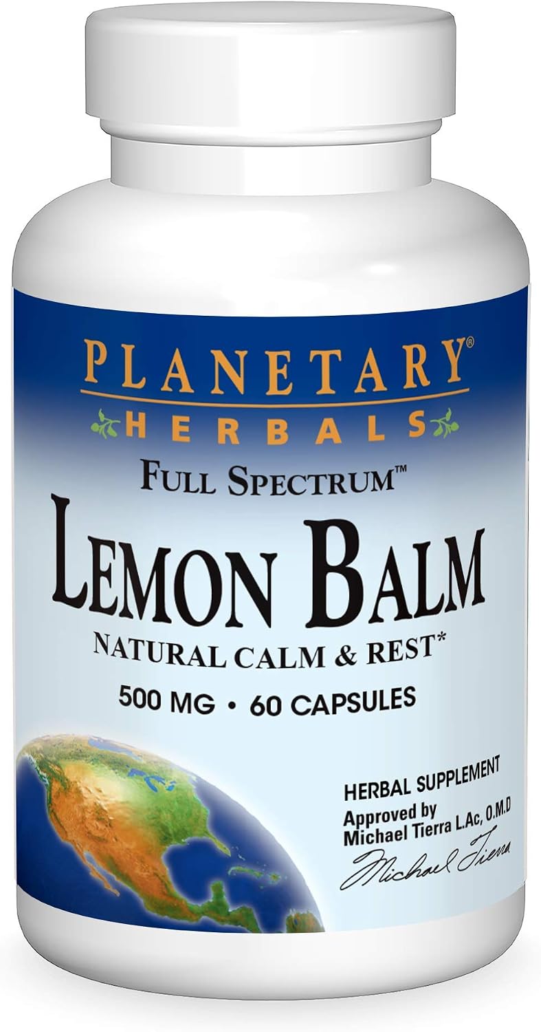 Planetary Herbals Lemon Balm Full Spectrum 500 mg, 60 Capsules - görsel 1