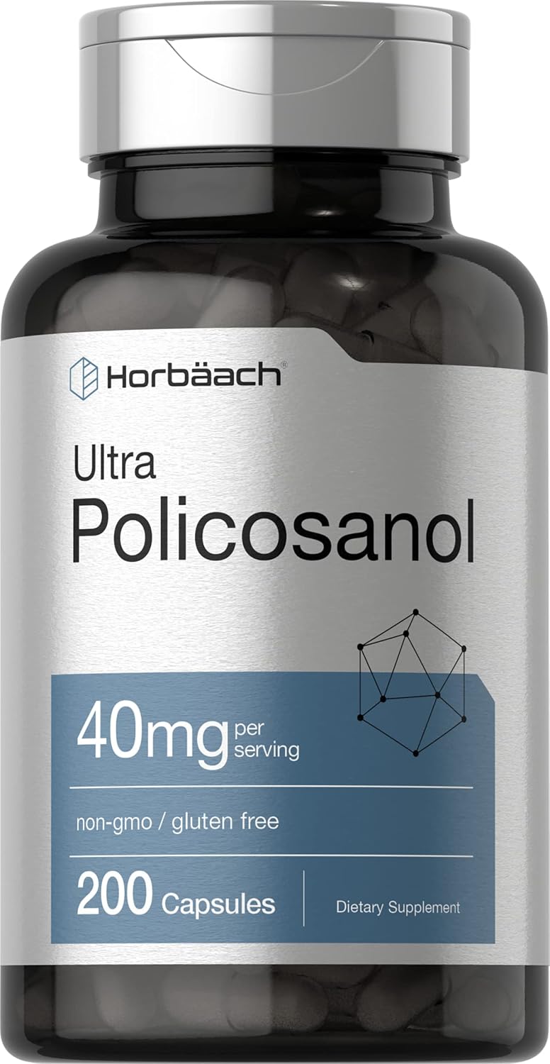Horbäach Policosanol 40mg, 200 Capsules – Non-GMO & Gluten-free Supplement - görsel 1