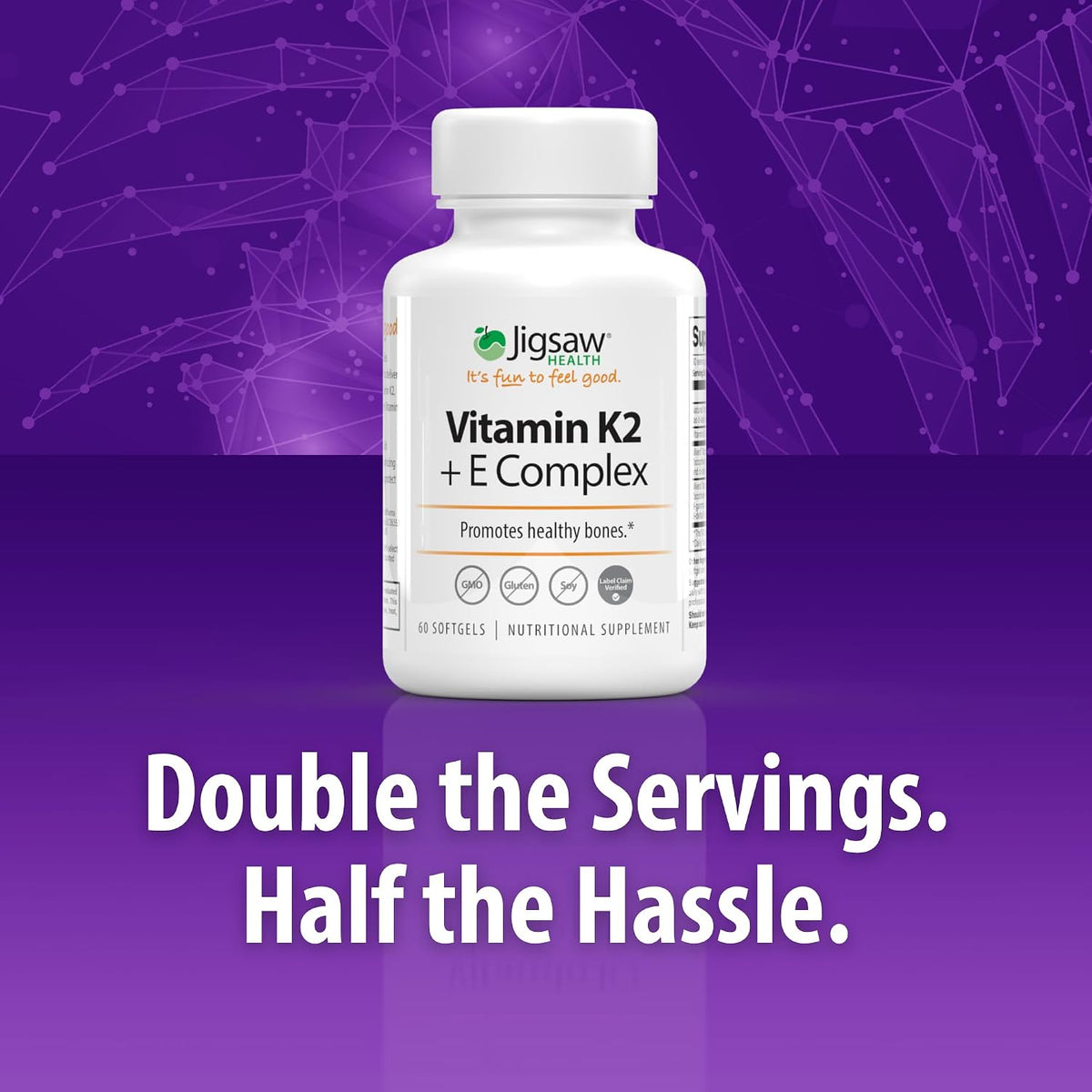 Jigsaw Health Vitamin K2 + E Complex | Bone Health Support | 60 Softgels | 60-Day Supply - görsel 3