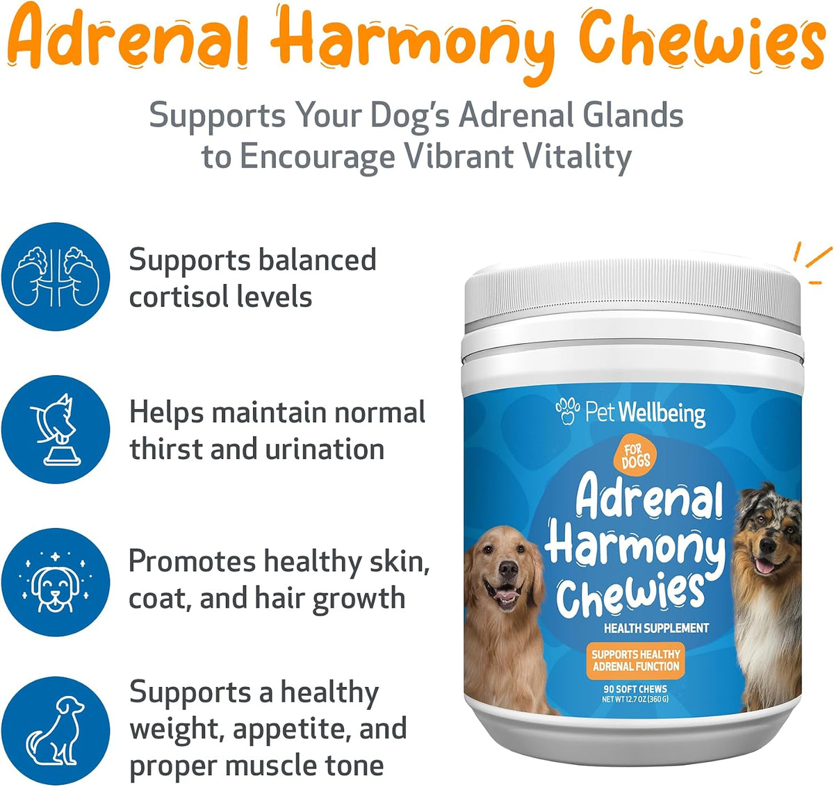Pet Wellbeing Adrenal Harmony Chewies for – Encourage normal thirst and urination patterns — Adrenal imbalances – Image 2