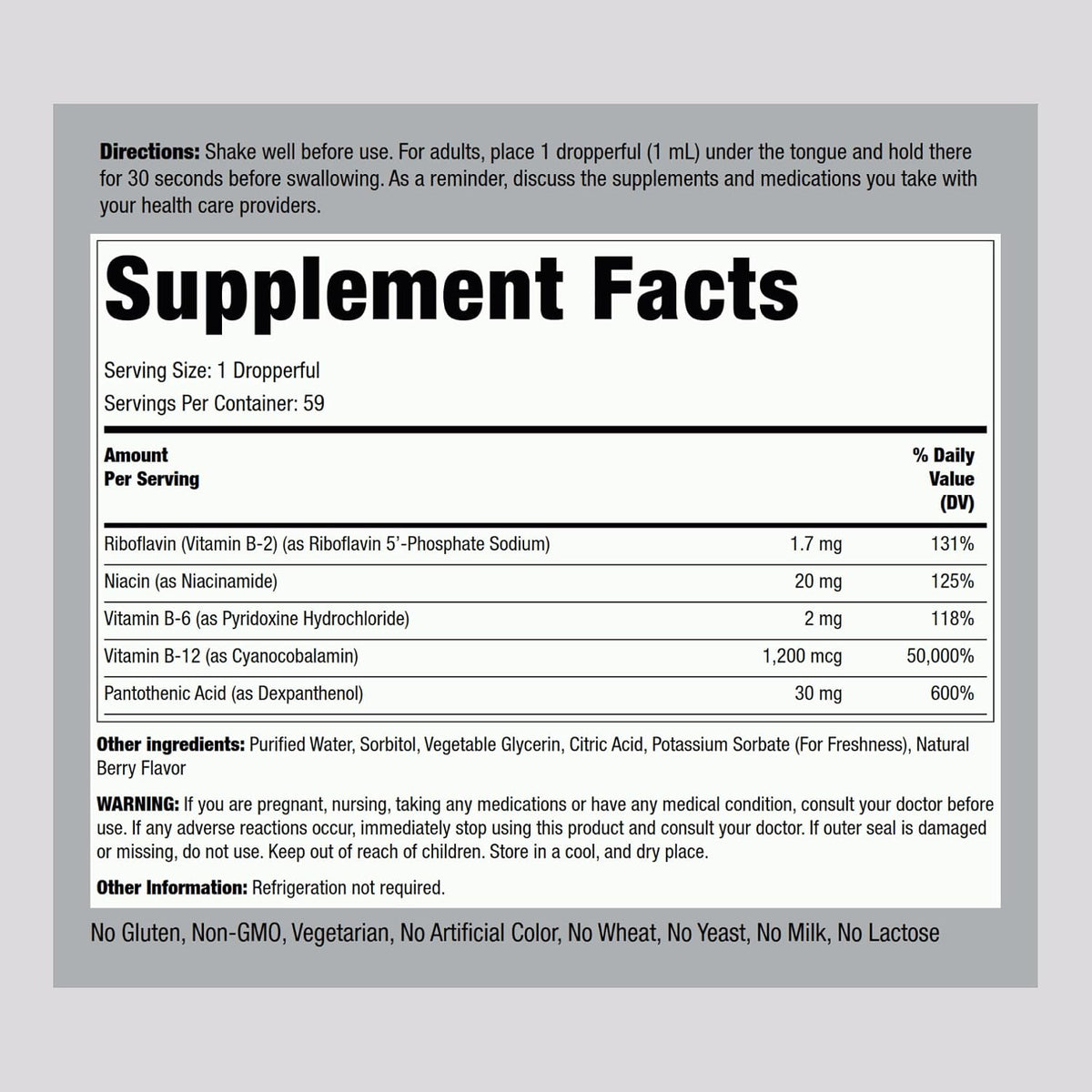 Vitamin B Complex with B12 Liquid Drops, 1200 mcg, 60 ml - görsel 2