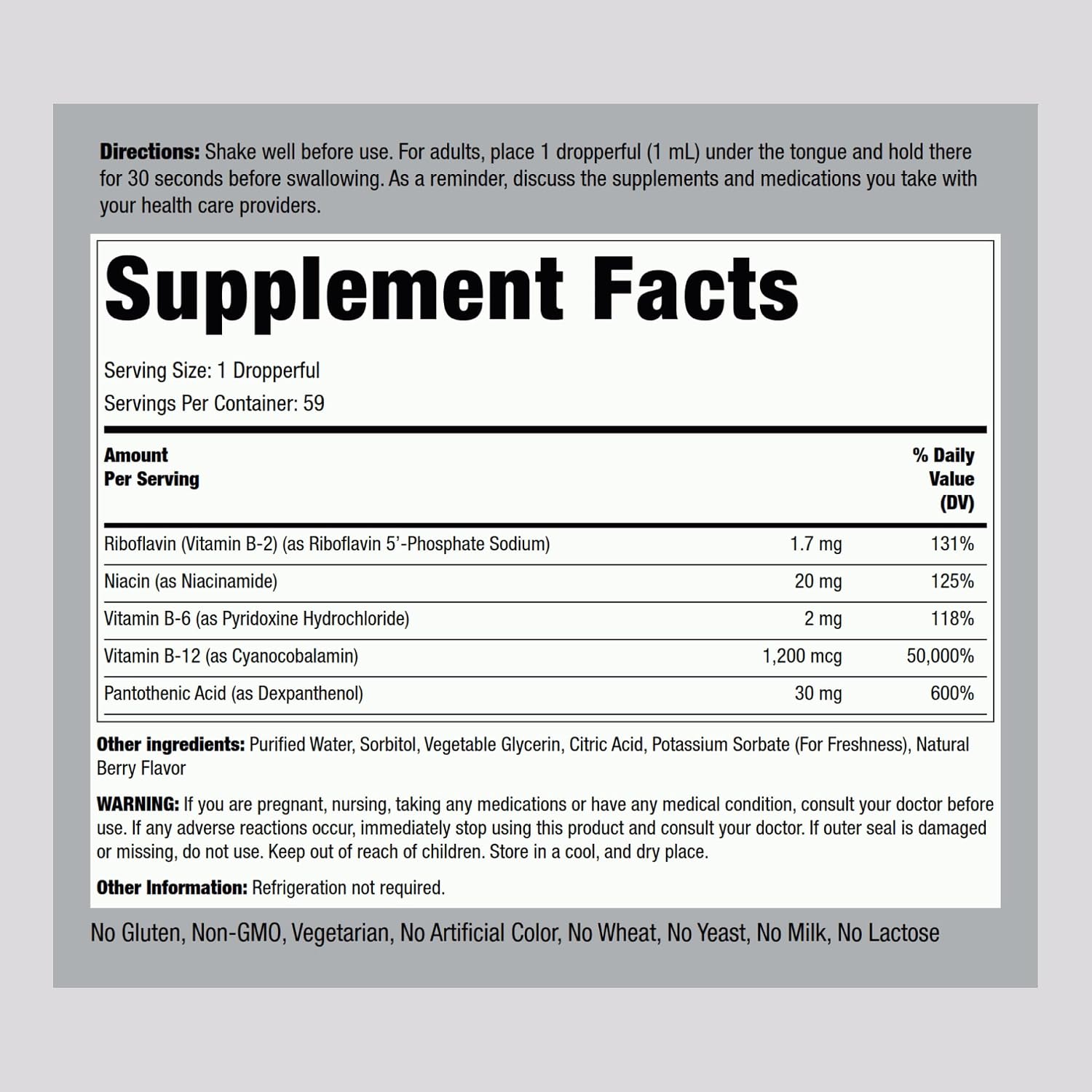 Vitamin B Complex with B12 Liquid Drops, 1200 mcg, 60 ml - görsel 2