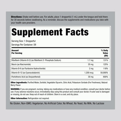 Vitamin B Complex with B12 Liquid Drops, 1200 mcg, 60 ml