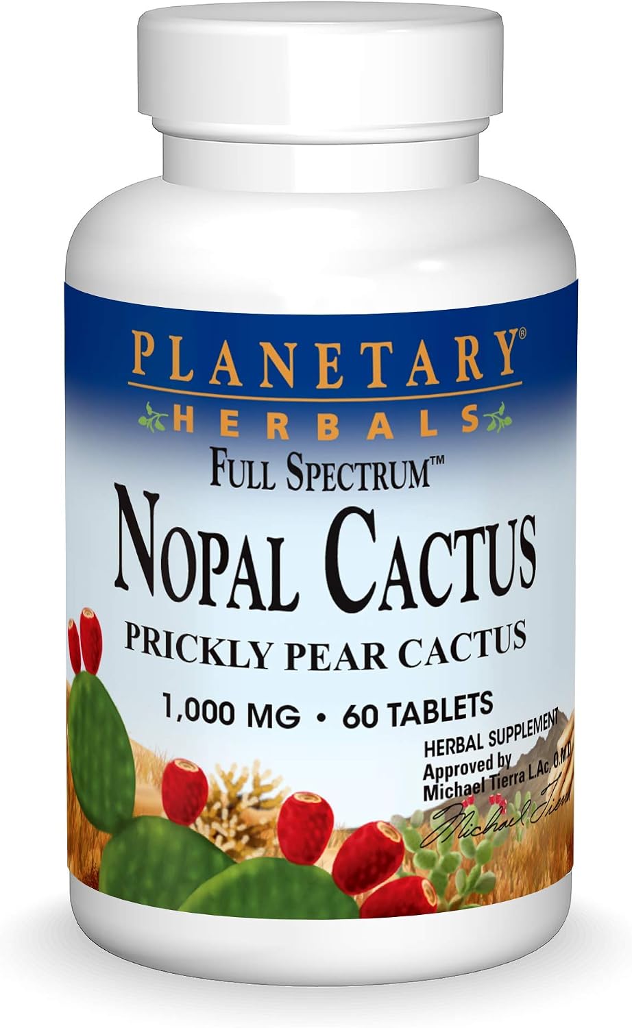 Planetary Herbals Full Spectrum Nopal Cactus 1000 mg Prickly Pear Cactus Antioxidant - 100% Natural - 60 Tablets - görsel 1