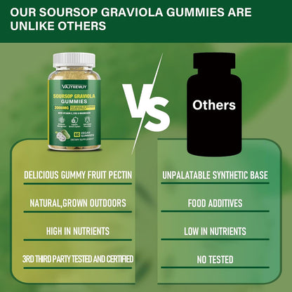VAJYKEWJY Soursop Graviola Gummies – Extra Strength 2000mg with Vitamin C & Zinc, Vegan, 60 Gummies