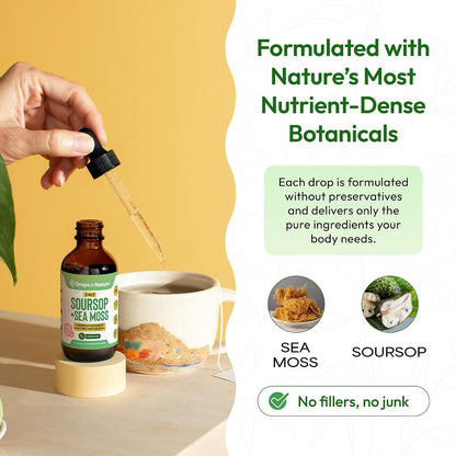 Drops Of Nature Soursop with Sea Moss Liquid Supplement – Concentrated Drops, Lemon and Lime, 60 ml