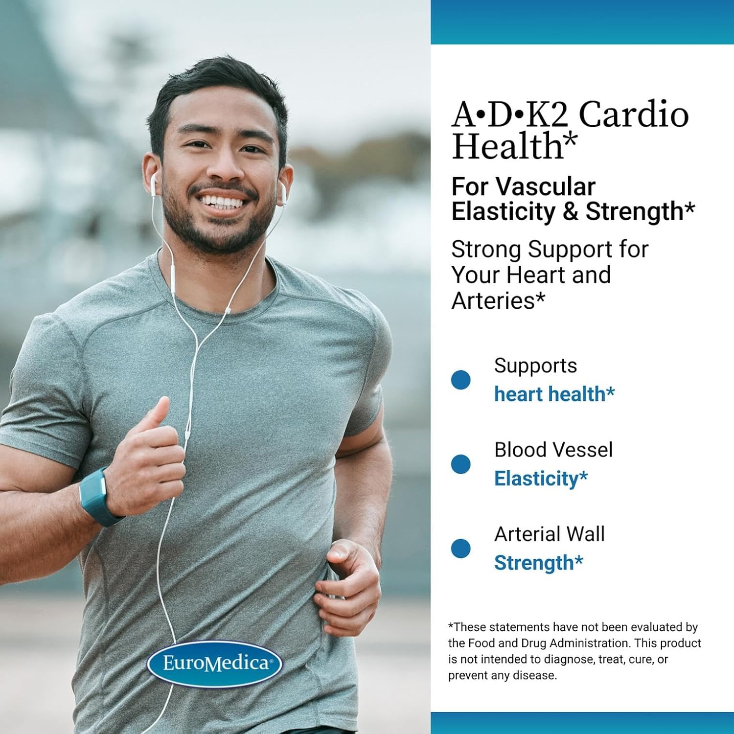 EuroMedica A·D·K2 Cardio Health - Cardiovascular Support Food Supplement with Vitamins A, D3, and K2 - 60 Softgels - görsel 3