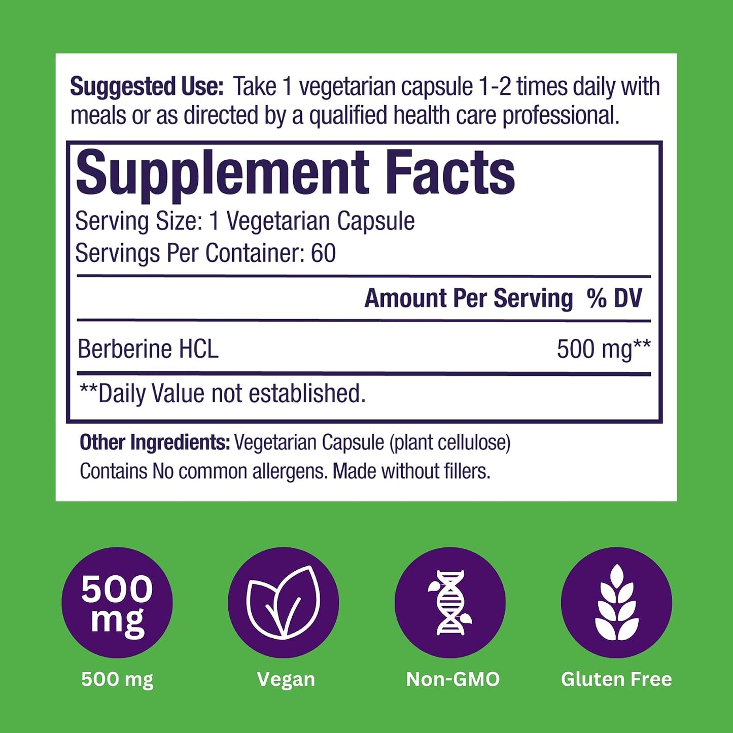 Paradise Herbs Berberine Extract, 500 mg, 60 Vegetarian Capsules - görsel 6