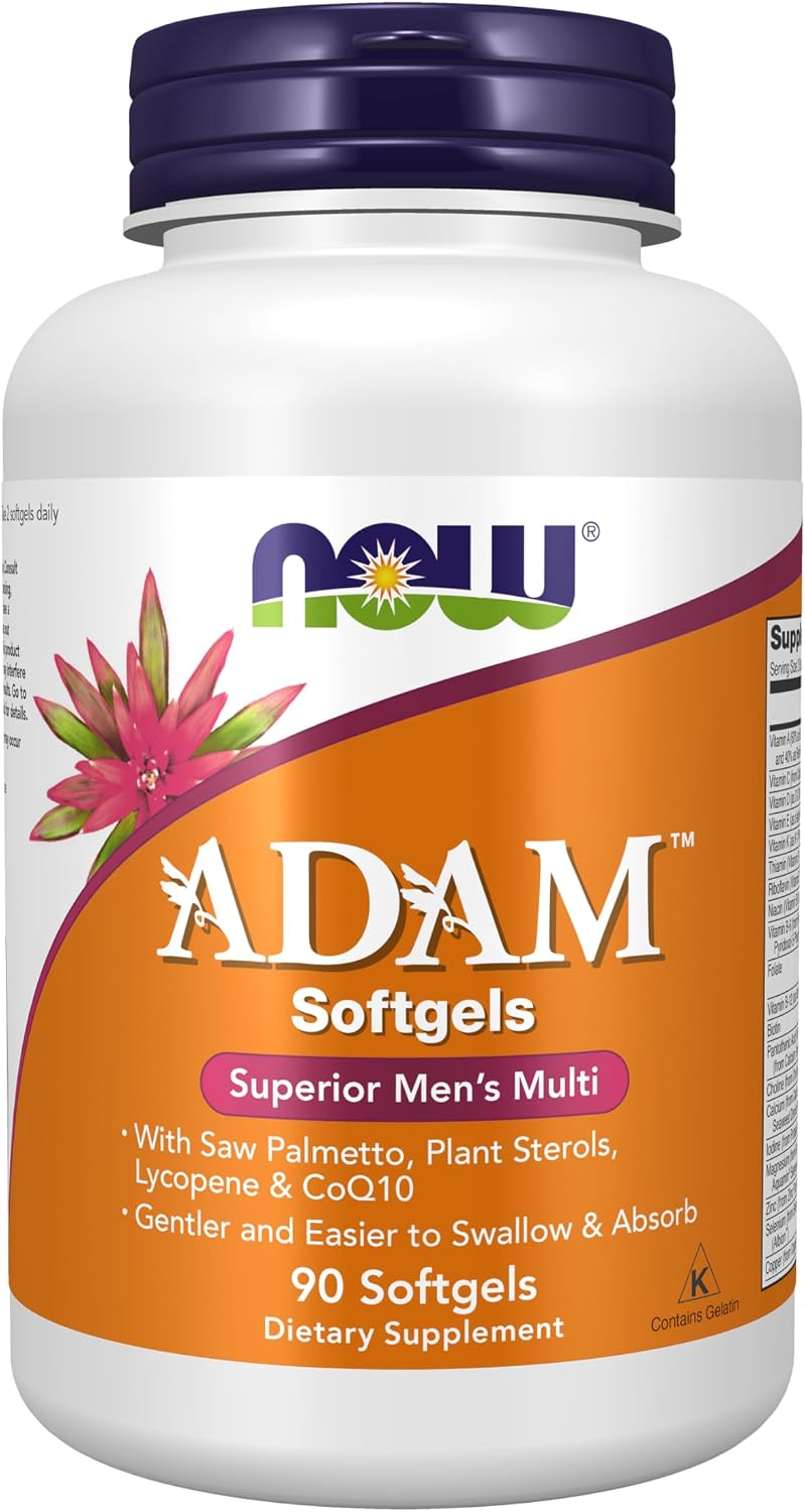 NOW Supplements, ADAM™ Men's Multivitamin with Saw Palmetto, Plant Sterols, Lycopene & CoQ10, 90 Softgels - görsel 1