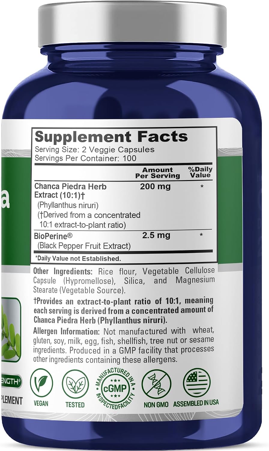 NusaPure Chanca Piedra 200 mg – 200 Veg Capsules (Non-GMO, Vegan) - görsel 2