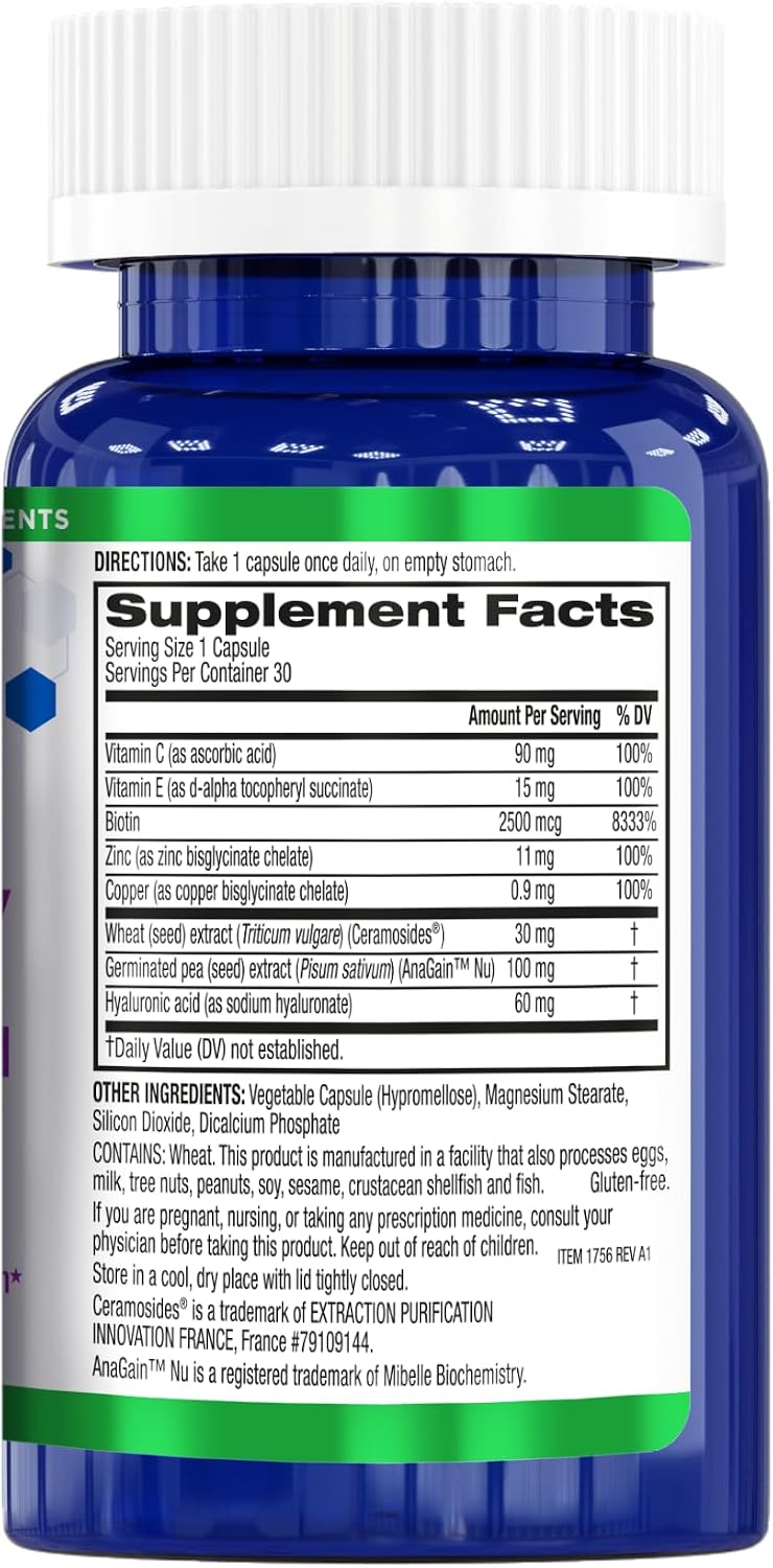 BioTrust Timeless Beauty Ceramide Booster – Hair and Skin Restoring Phytoceramides Supplement + Vitamin C, Vitamin E, Biotin, Zinc, Hyaluronic Acid – Potent Blend for Hair, Skin and Nails – 30 Capsules - görsel 8