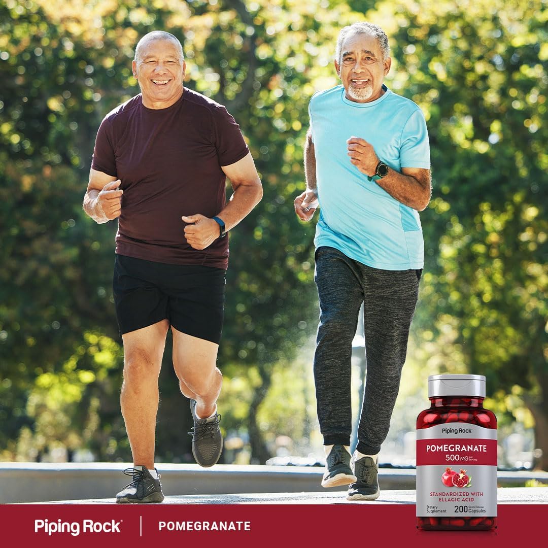 Piping Rock Pomegranate Extract Capsules | 500 mg | 200 Capsules | Standardised Formula with Ellagic Acid | Non-GMO and Gluten-free Food Supplement - görsel 6