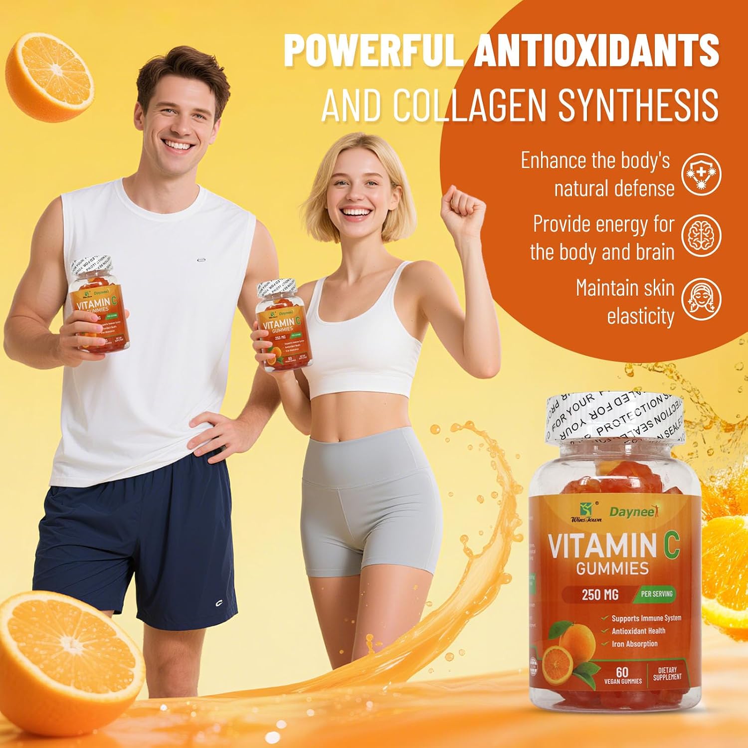 Wins Town Vitamin C Gummies 250mg, Immune & Antioxidant Support, 60 Gummies - görsel 3