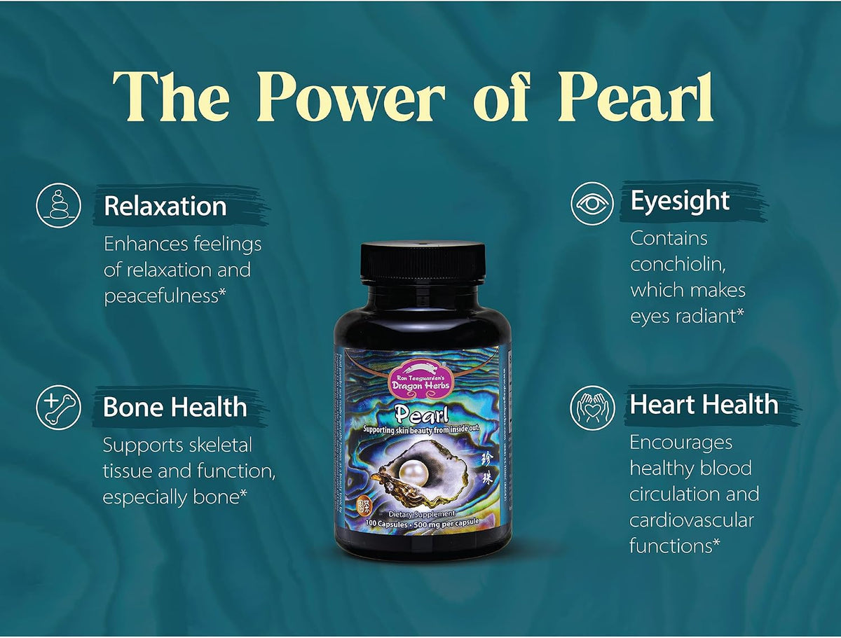 Dragon Herbs Pearl Powder Capsules – Pure Pearl Powder Supplement, 500 mg, 100 Capsules - görsel 3