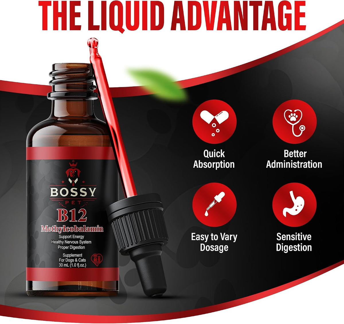 Bossy Pet Vitamin B12 Liquid Supplement for Dogs & Cats – Vet-Formulated Methylcobalamin Drops - görsel 7