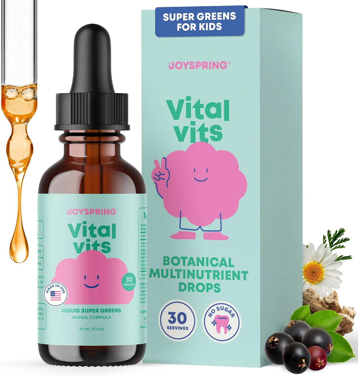 JoySpring Vital Vits - Children's Liquid Multivitamin - Natural Flavour - 30 ml (30 Servings) - görsel 1