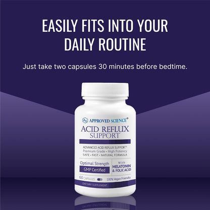 Approved Science Acid Reflux Support – 60 Capsules – Vegan
