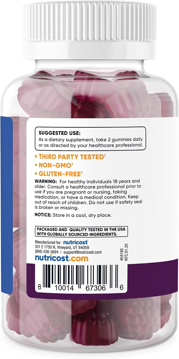 Nutricost Vitamin D3 Gummies 5,000 IU (125 mcg), 120 Gummies - Mixed Berry Flavour, 60 Servings - görsel 4