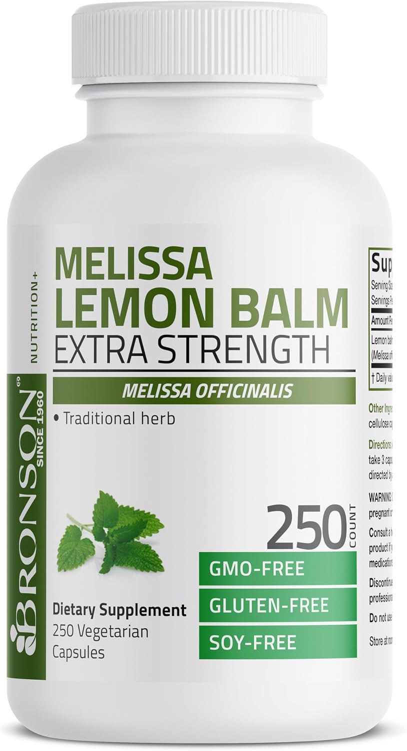 Bronson Melissa Lemon Balm Extra Strength, Non-GMO, 250 Vegetarian Capsules - görsel 3