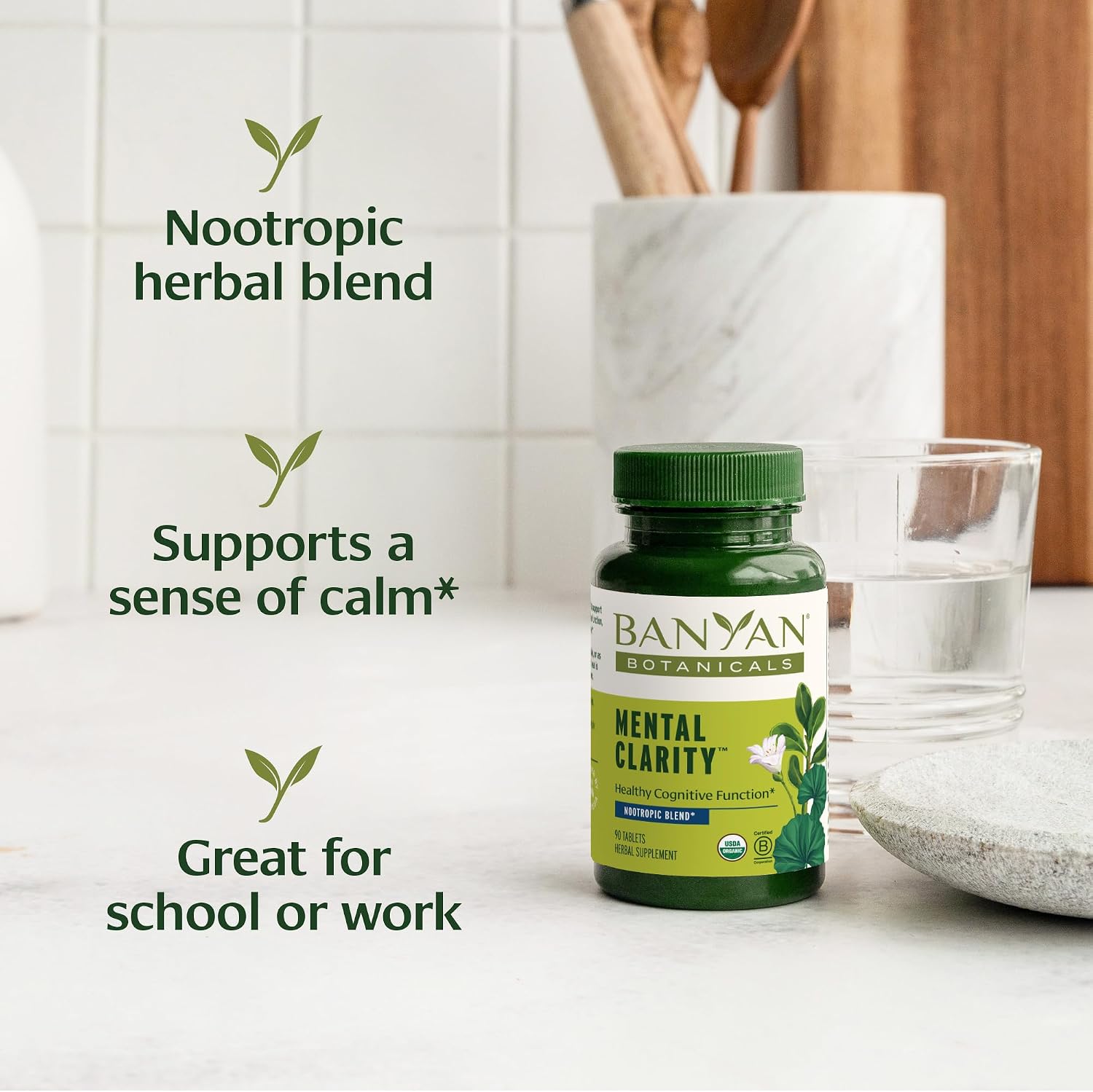 Banyan Botanicals Organic Mental Clarity – Herbal Support for Alertness and Focus – 90 Tablets - görsel 6