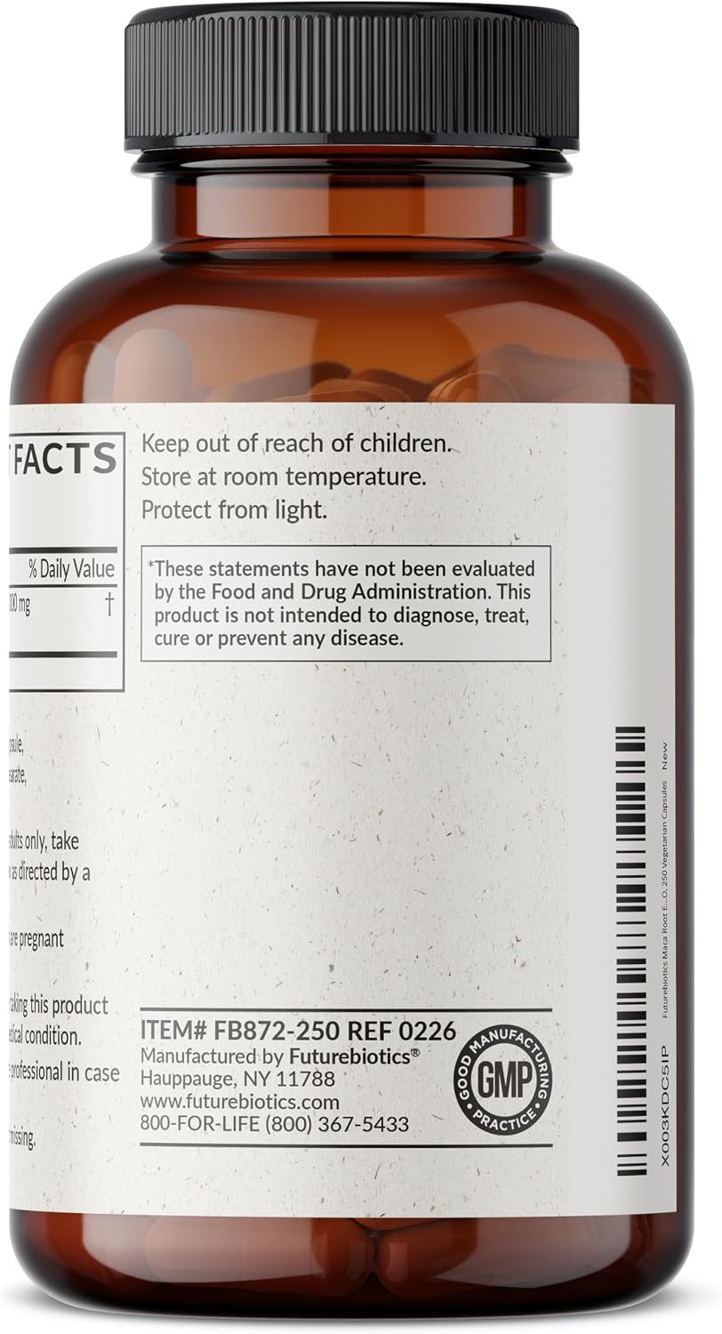 Futurebiotics Maca Root Extra Strength – Supports Energy, Stamina & Reproductive Health, Non-GM, 250 Vegetarian Capsules - görsel 7