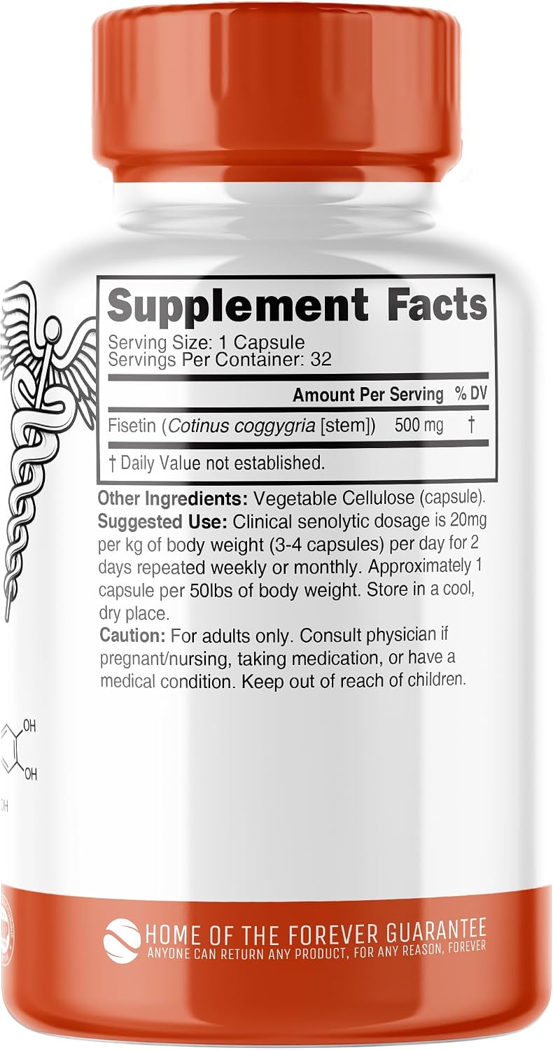 Nutri Fisetin 500 mg – Clinical Dosage Senolytic Activator – 32 Capsules - görsel 2