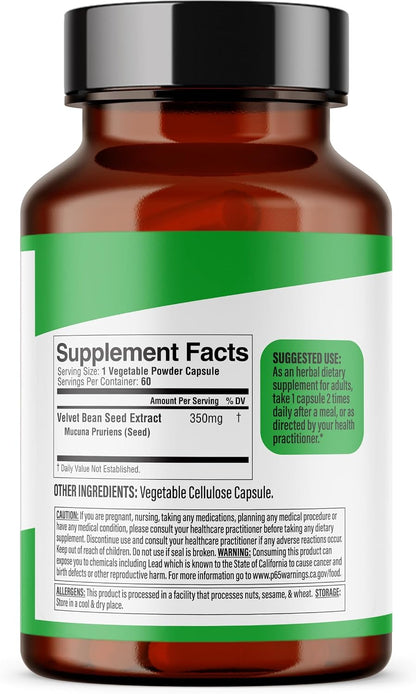 Dr. HERBALIST Mucuna Pruriens Extract 350mg – 60 Vegan Capsules | Non-GM | Fast Absorbing