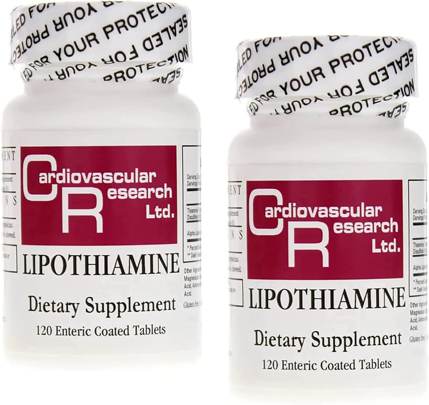 Cardiovascular Research Lipothiamine B Supplement - 240 Tablets (2 x 120 Count) - Vitamin B1 with Alpha Lipoic Acid - görsel 1