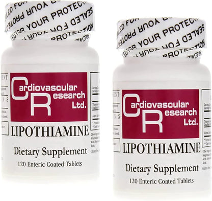 Cardiovascular Research Lipothiamine B Supplement - 240 Tablets (2 x 120 Count) - Vitamin B1 with Alpha Lipoic Acid