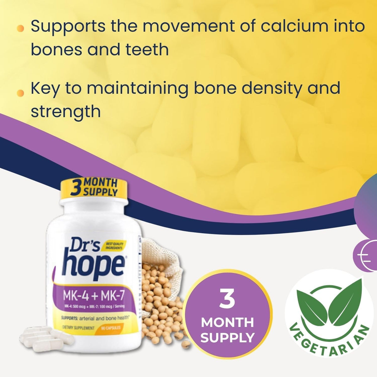 Dr's Hope Natural Vitamin K2 MK4 & MK7 – 600 mcg Dual Action for Bone Strength & Heart Health – 3 Month Supply - görsel 5