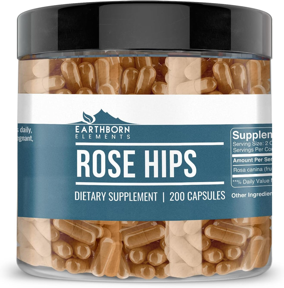 Earthborn Elements Rosehips 200 Capsules, Pure and Undiluted, No Additives - görsel 1