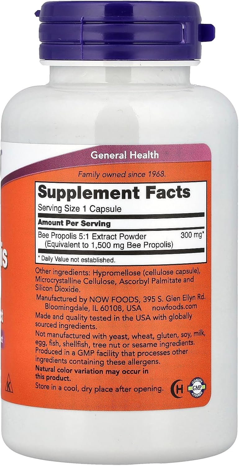 NOW Foods Propolis 1500 mg - 100 Capsules - görsel 2