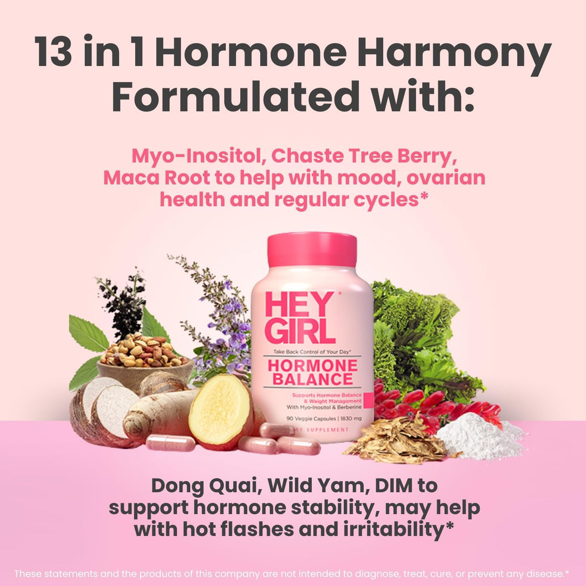 Hey Girl Hormone Balance for Women – DIM, Myo-Inositol & Berberine Supplement for Menopause, Perimenopause, PMS & PCOS Support – Mood, Energy & Cycle Support with Maca & Black Cohosh, 90 Capsules - görsel 4