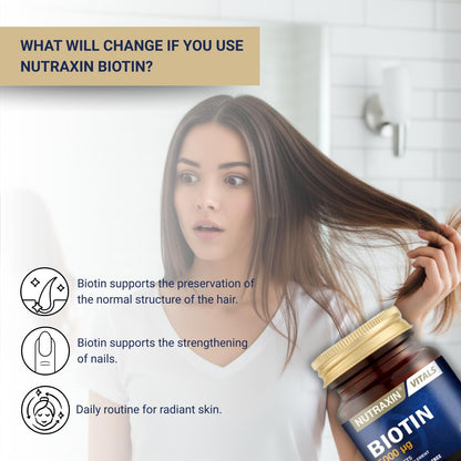 Nutraxin Vitals Biotin 5000 mcg Food Supplement – 30 Tablets