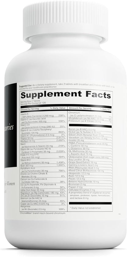 DaVinci Labs Spectra Woman - Food Supplement to Support Bone Health and Women's Needs - with Vitamins, Minerals, Calcium, Beta Carotene, L-Cysteine, Grape Seed Extract, and More - 240 Tablets