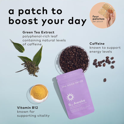 The Good Patch B12 Awake Patch – Caffeine, B12 & Green Tea Extract for Energy (8 Patches)