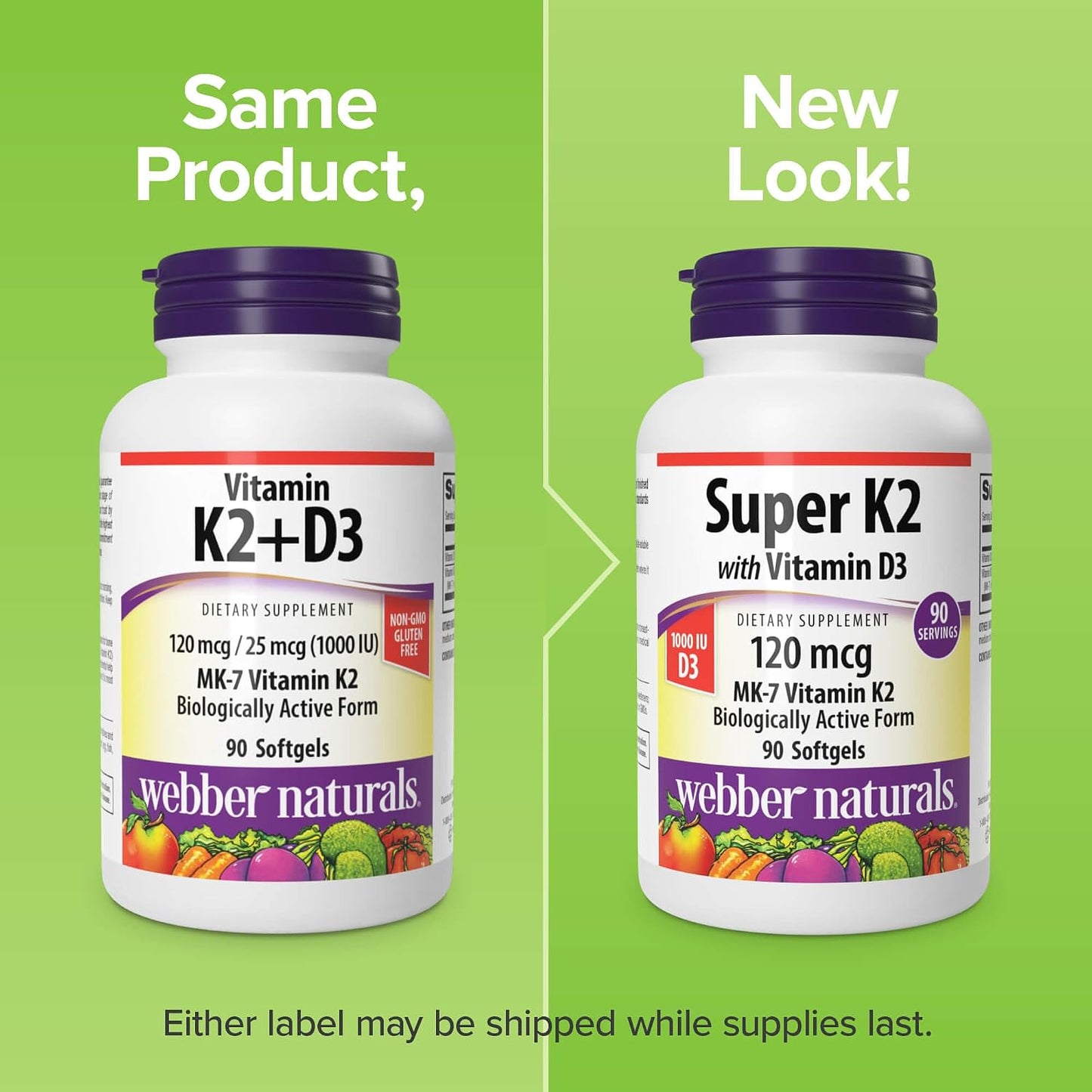 Webber Naturals Vitamin D3 K2 Supplements, 1,000 IU / 120mcg, 90 Softgels - görsel 6