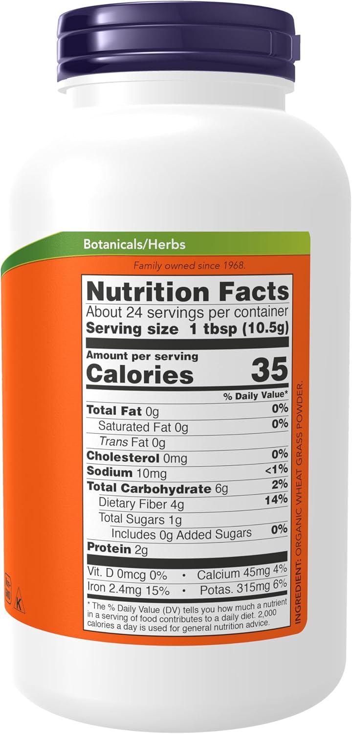NOW Foods Certified Organic Wheat Grass Powder, 255 g - görsel 2