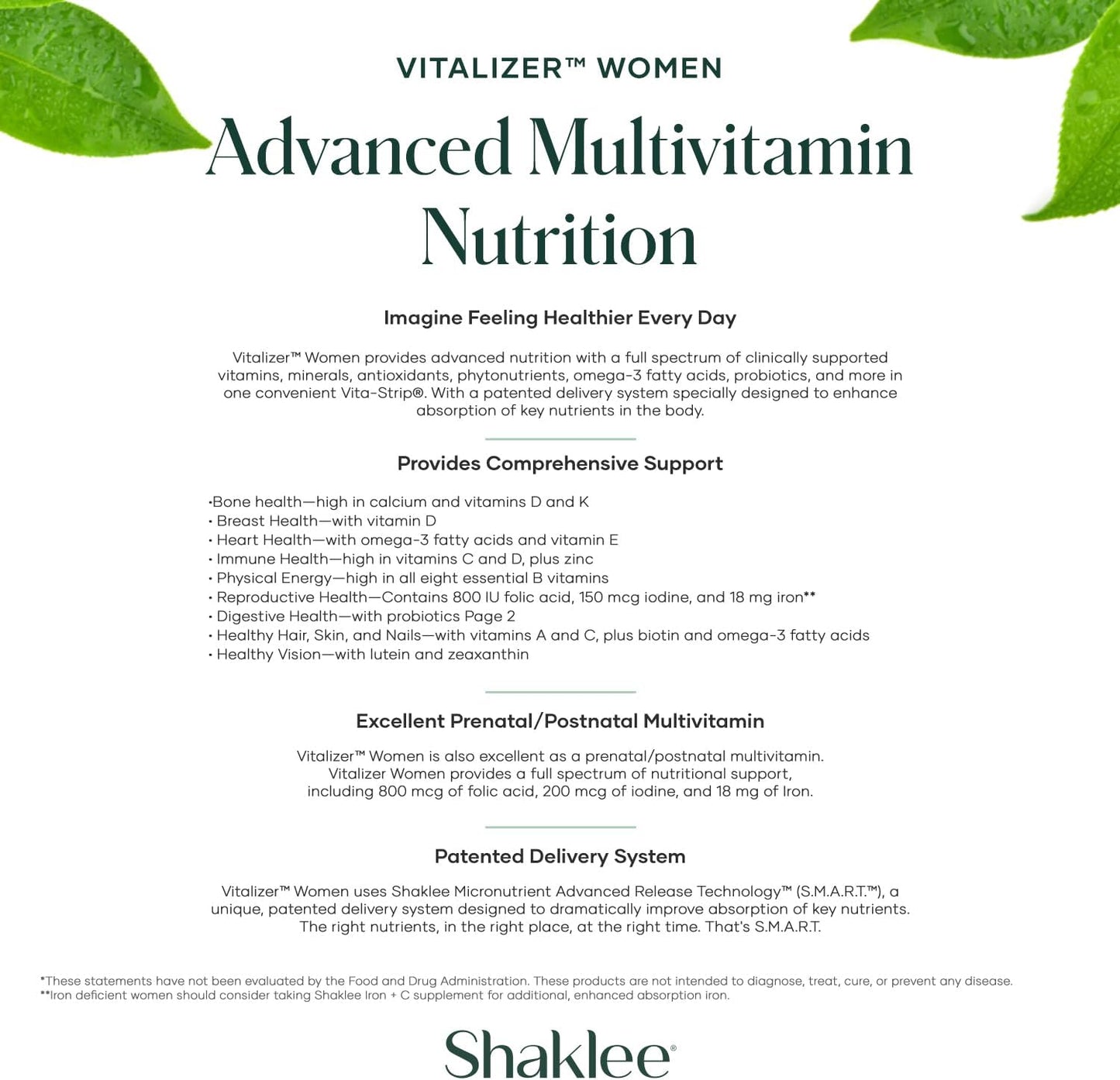 Shaklee Vitalizer Women – Advanced Nutrition Prenatal and Postnatal Multivitamin with Omega-3, Probiotics and More – 30 Vita-Strips - görsel 4