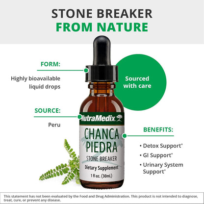 NutraMedix Chanca Piedra Stone Breaker Drops – Liquid Supplement for Kidney, Liver, Gallbladder & Urinary Support (30 ml)
